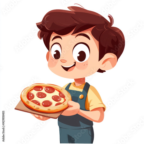 boy with pizza
