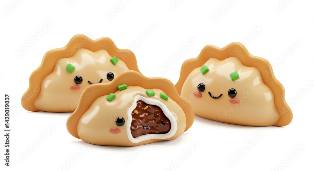 Obraz premium 3D Style illustration in white background of Gyoza