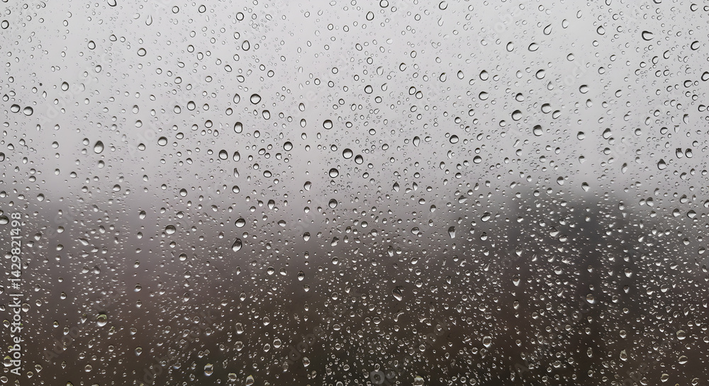 Raindrops Create Abstract Patterns on Glass Surface, Weathered Background Raindrops Create Abstract Patterns on Glass Surface, Weathered Background