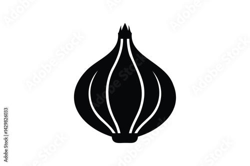 Onion icon silhouette on white background