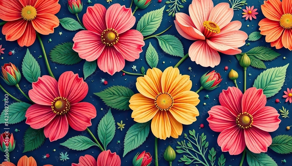 Intricate floral design, repeating seamlessly , textile, decorative Intricate floral design, repeating seamlessly , textile, decorative