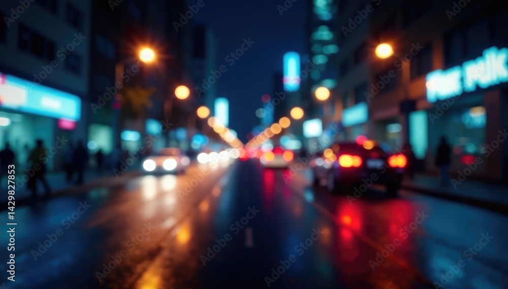 Abstract late-night city lights, blurred motion, angle, impression, lights Abstract late-night city lights, blurred motion, angle, impression, lights