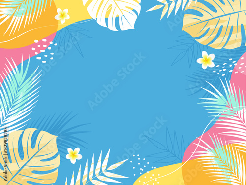 夏のトロピカルな背景フレーム_ベクターイラスト

