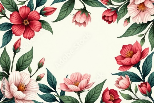 Obraz na płótnie Elegant botanical illustration with repeating floral motif , surface, floral, design w salonie