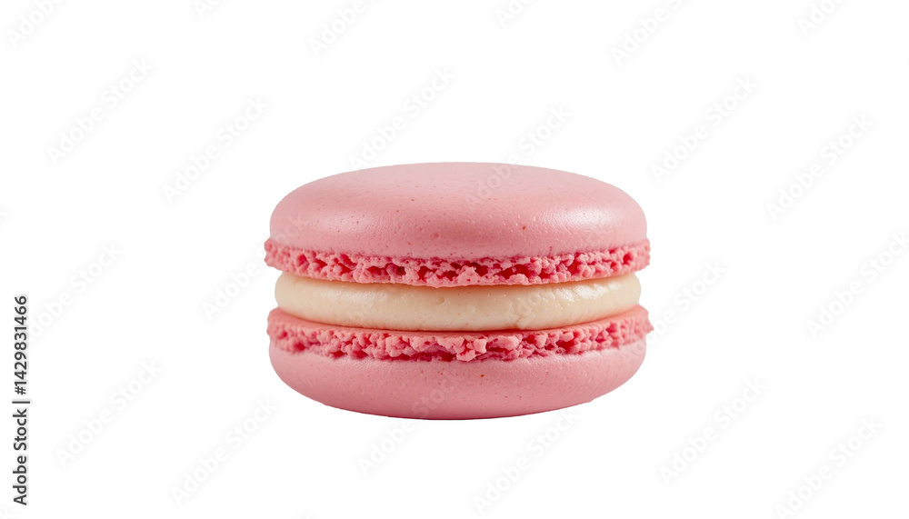 Single Pink Raspberry Macaron Isolated Single Pink Raspberry Macaron Isolated