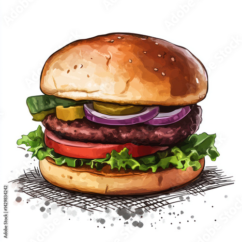 hamburger isolated on white