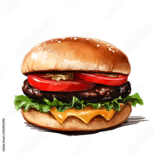 hamburger on white background