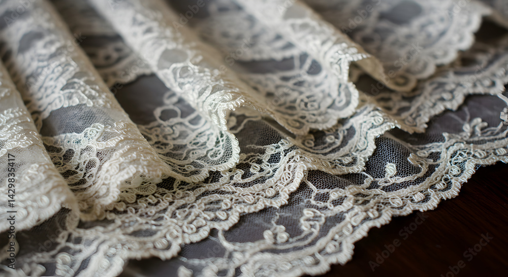 Obraz premium Elegant Antique Lace Detail Close Up With Intricate Pattern And Fine Texture