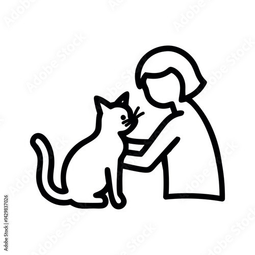 Obraz na płótnie Pet Adoption Woman Petting Cat Care Icon w salonie