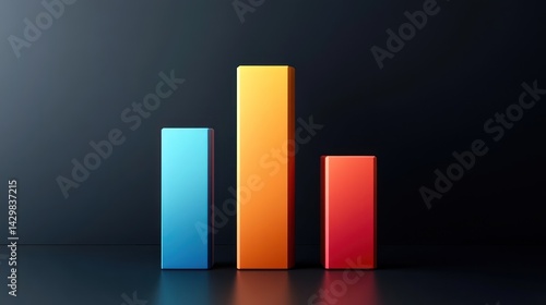 Colorful 3D bar graph on dark background.