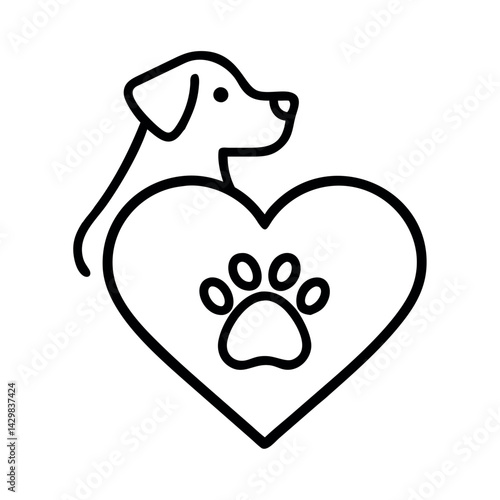 Obraz na płótnie Pet Adoption Heart Dog Paw Symbol Love Icon w salonie