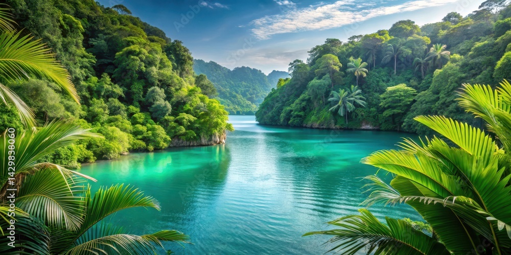 Exotic Teal Leaf Archipelago, nature scenery, tropical vegetation, nature scenery