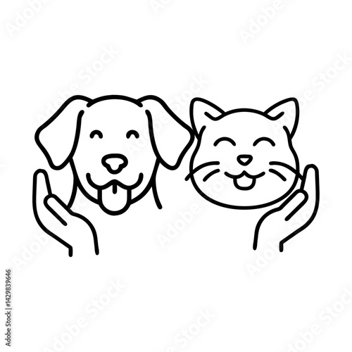 Obraz na płótnie Pet Adoption Hands Holding Dog and Cat Symbol w salonie