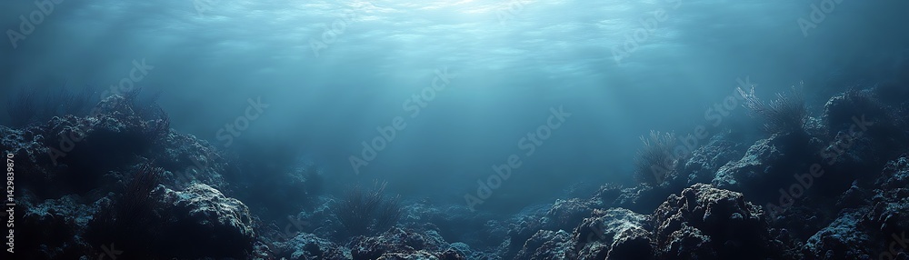 Obraz premium Underwater Scene, Sunlight, Coral Reef, Ocean Floor, Nature, Stock Photo