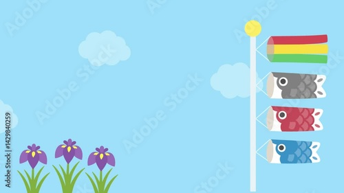 こどもの日、鯉のぼりと青空