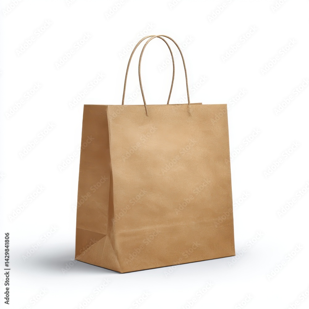 Paper shopping bag with handles on white background Paper shopping bag with handles on white background
