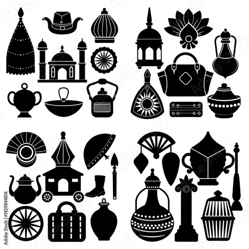 Cultural Heritage Accessories silhouette vector