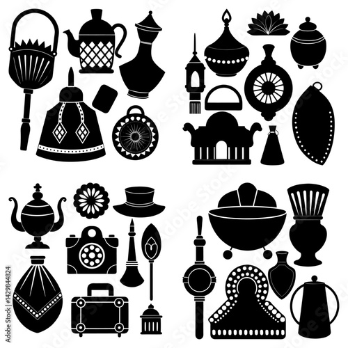 Cultural Heritage Accessories silhouette vector