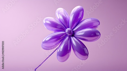 Glossy Lavender Flower with Spiral Stem Against Light Purple Gradient Background
