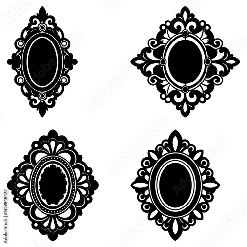 Antique Brooch silhouette vector