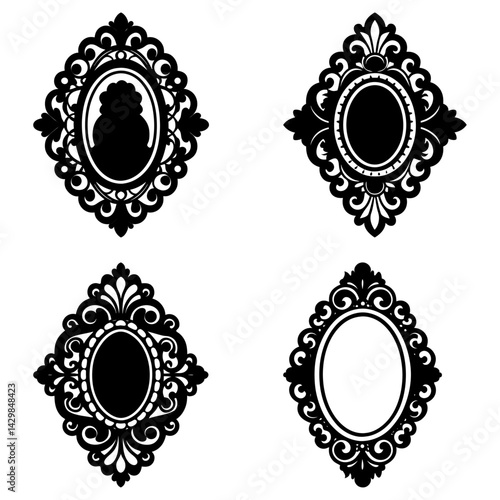 Antique Brooch silhouette vector