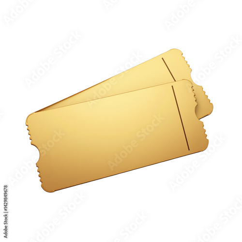 Gold tickets on white isolate background