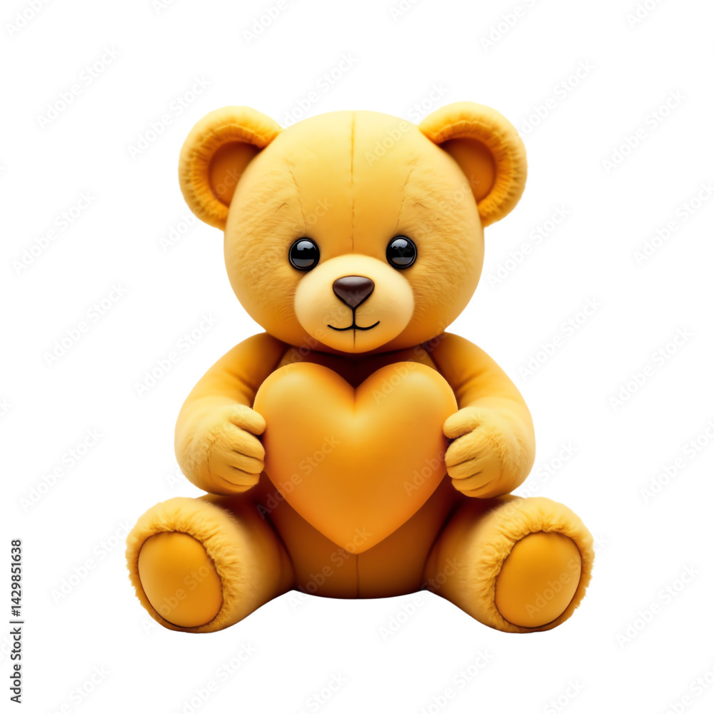 Fototapeta premium Teddy bear with heart, white isolate background