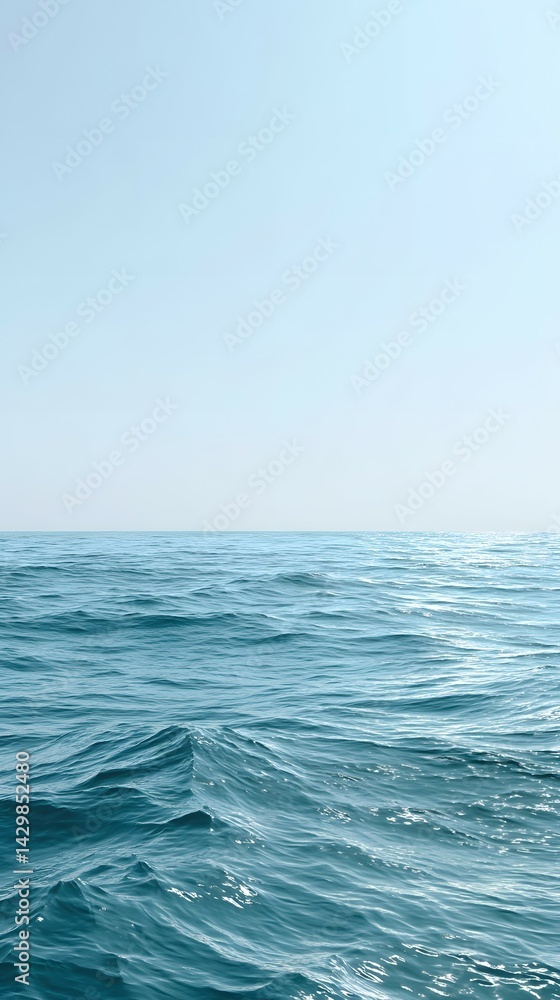 Obraz premium Turquoise Sea Waves with Horizon Under Clear Blue Sky for Nature Background