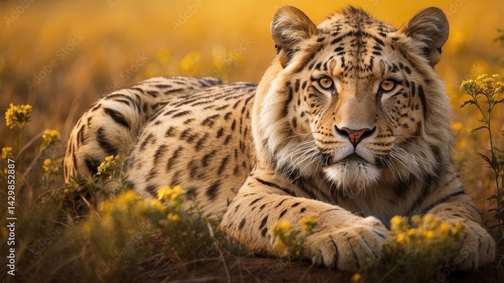 Fototapeta premium Leopard on the Move in African Savannah Wildlife Scene