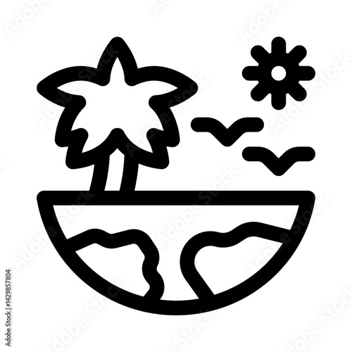 Tropical island line icon