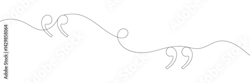 Wallpaper Mural Quote mark icon symbol one line drawing, Single continuous line drawing of a quote mark .Vector Illustration .EPS 10 .  Torontodigital.ca