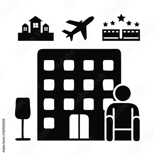 Travel hotel icon Silhouette Vector Design.