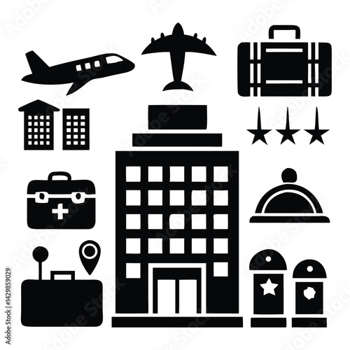 Travel hotel icon Silhouette Vector Design.