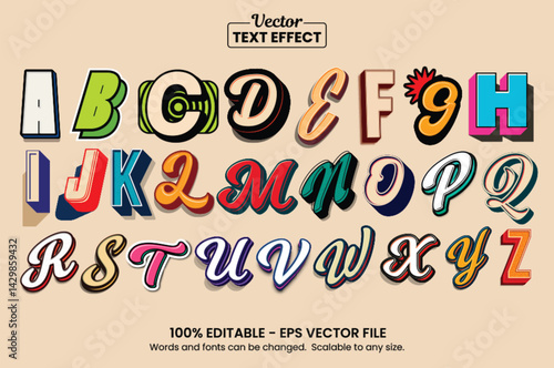Retro vintage text effect, Editable text effect