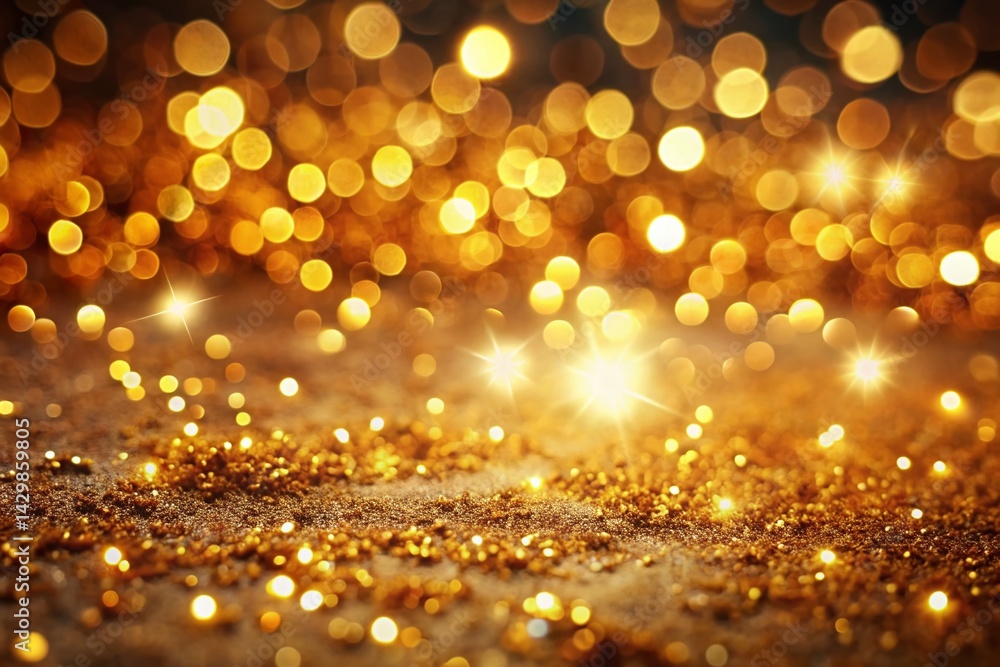 Festive Golden Sparkles & Warm Bokeh Lights Background - Holiday Celebration Festive Golden Sparkles & Warm Bokeh Lights Background - Holiday Celebration