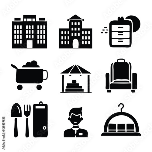 Travel hotel icon Silhouette Vector Design.