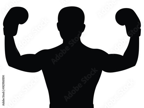 Boxer Silhouette, Boxing Silhouette. Boxing Silhouette Vector Illustration