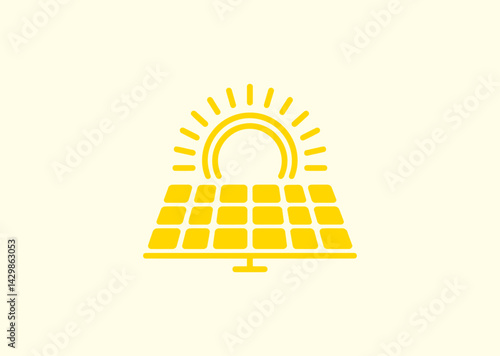 Solar panel logo with clean energy concept