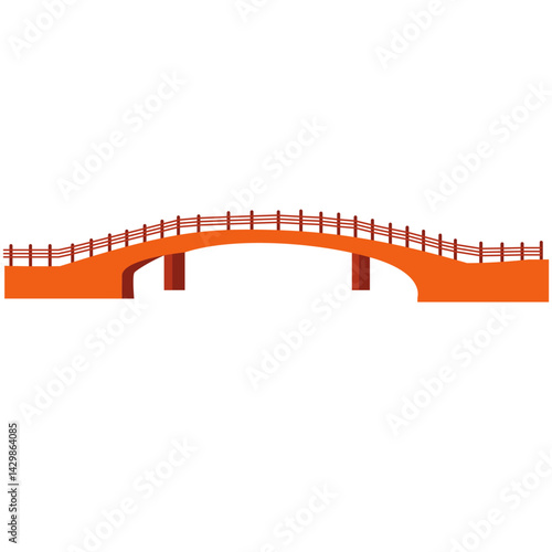vector illustration of a red brick wall. Bridge with tunnel.