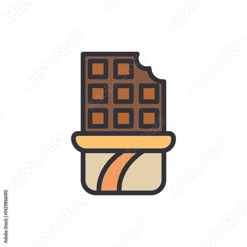 Chocolate bar colored icons, minimalist vector illustration ,simple transparent graphic element .Isolated on white background