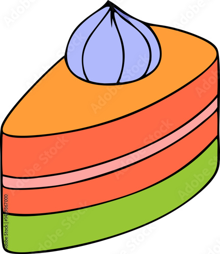 Whimsical Rainbow Cake Vector Illustration