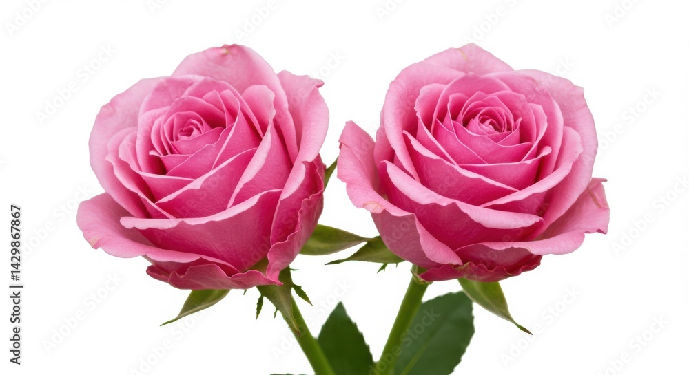 Two pink roses on white background Two pink roses on white background