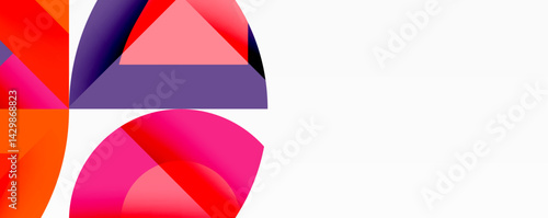 Abstract geometric shapes, vibrant colors, gradients, composition focuses on partial forms. Minimalist design, modern aesthetic.