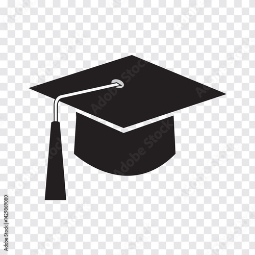 Graduation cap icon education student symbol vector design simple line black and white. Eps 10