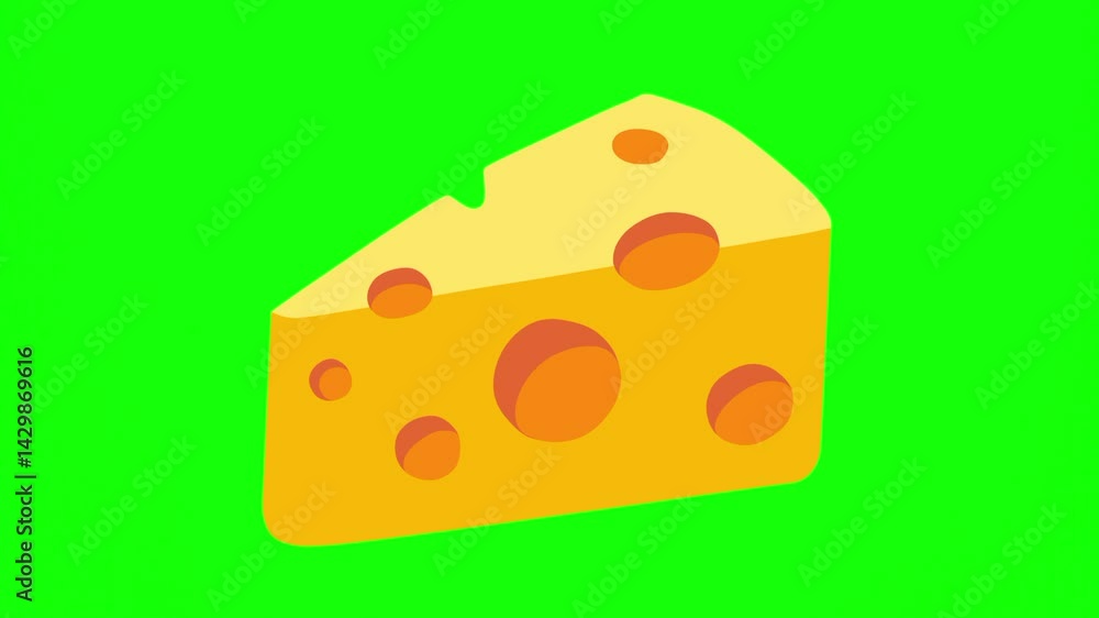 Cheese, cheddar. Triangular piece single slice. Popular Food and appetizers cuisine icon sign symbols mockup. Vector animation, motion graphic video footage. Isolated green screen background. Cheese, cheddar. Triangular piece single slice. Popular Food and appetizers cuisine icon sign symbols mockup. Vector animation, motion graphic video footage. Isolated green screen background.