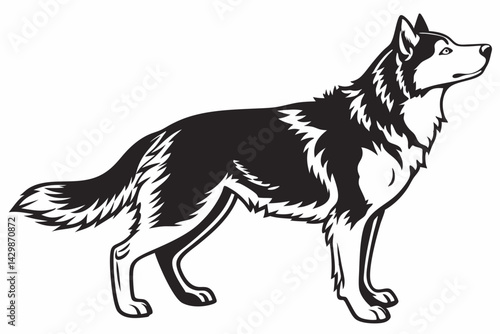 siberian husky sihouette black vector