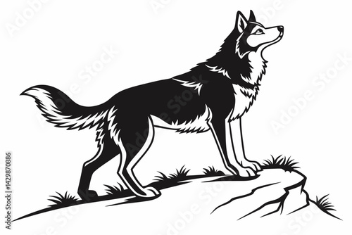 siberian husky sihouette black vector