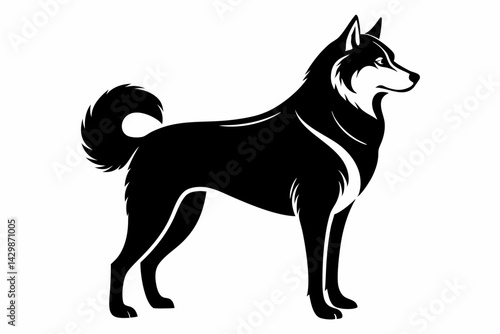siberian husky sihouette black vector