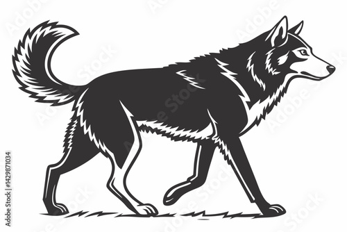 siberian husky sihouette black vector