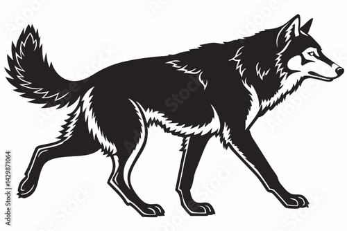 siberian husky sihouette black vector